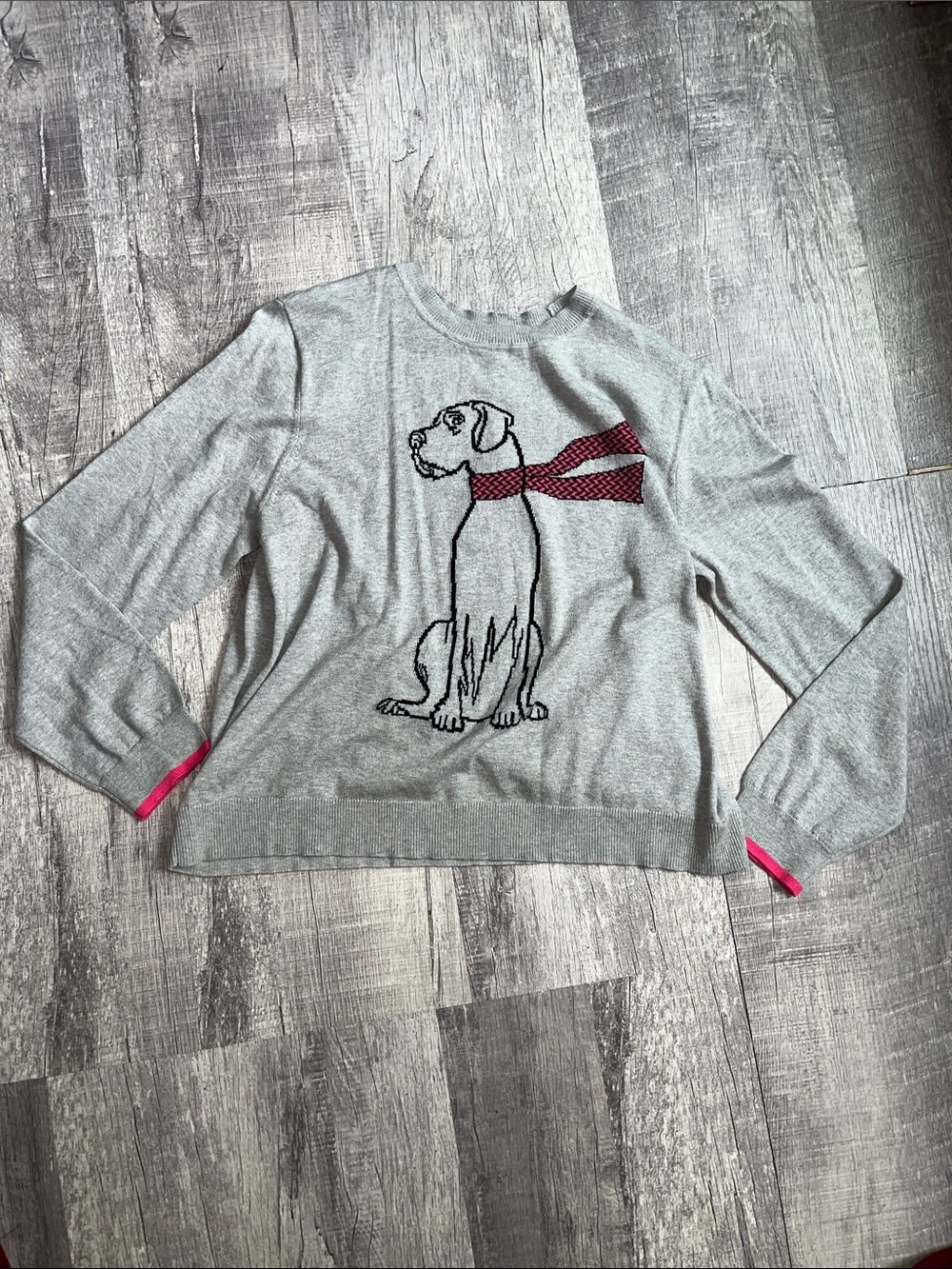 Alashan Gray  Woofington Pullover Sweater Dog With Pink Scarf